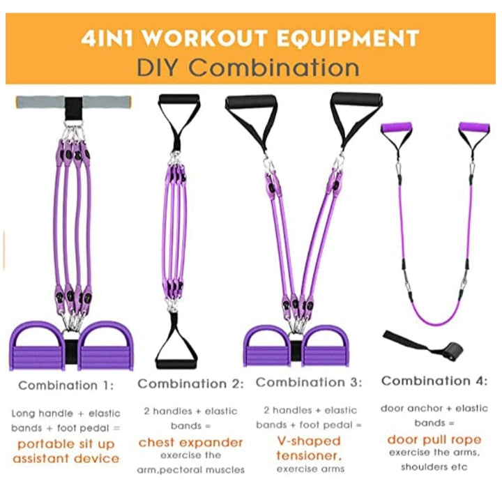Multifunction Fitness Pedal Exerciser Resistance Bands Sit Up Training Kit