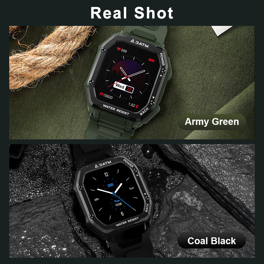 Rugged Smart Watch Men Outdoor Sports Waterproof Fitness Tracker