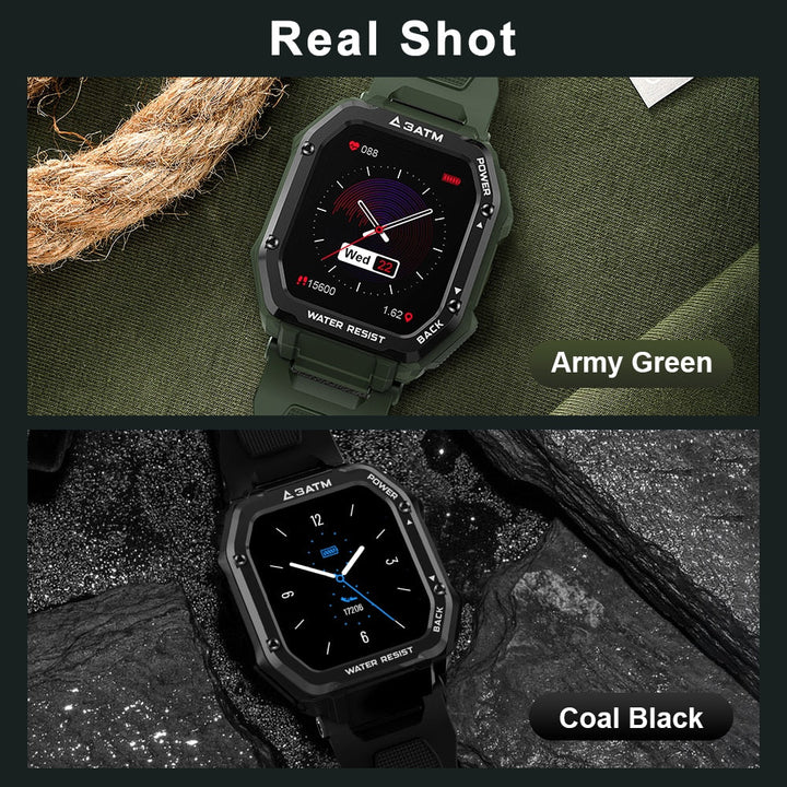 Rugged Smart Watch Men Outdoor Sports Waterproof Fitness Tracker