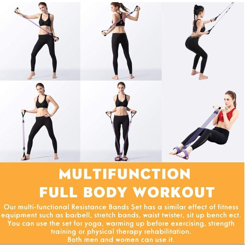 Multifunction Fitness Pedal Exerciser Resistance Bands Sit Up Training Kit