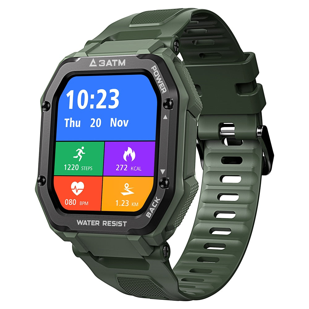 Rugged Smart Watch Men Outdoor Sports Waterproof Fitness Tracker
