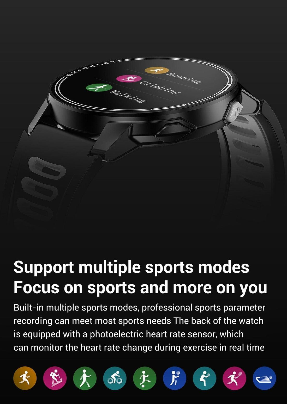 Professional Smart Watch IP68 Waterproof Fitness Tracker Heart Rate Monitor
