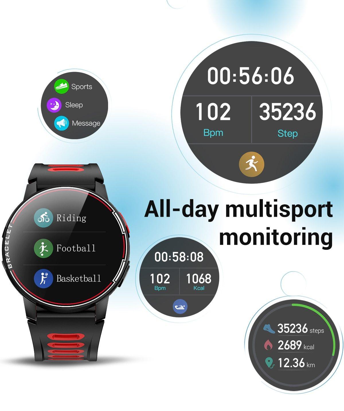 Professional Smart Watch IP68 Waterproof Fitness Tracker Heart Rate Monitor