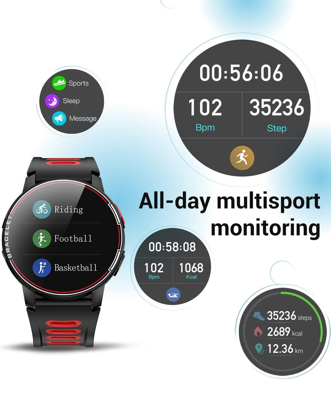 Professional Smart Watch IP68 Waterproof Fitness Tracker Heart Rate Monitor
