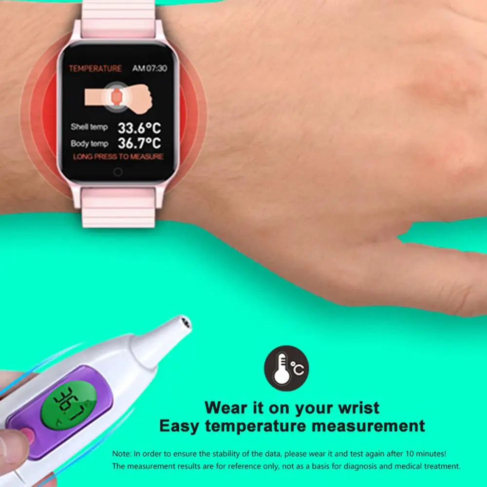 T96 Body Temperature Smart Watch Heart Rate Blood Pressure Tracker