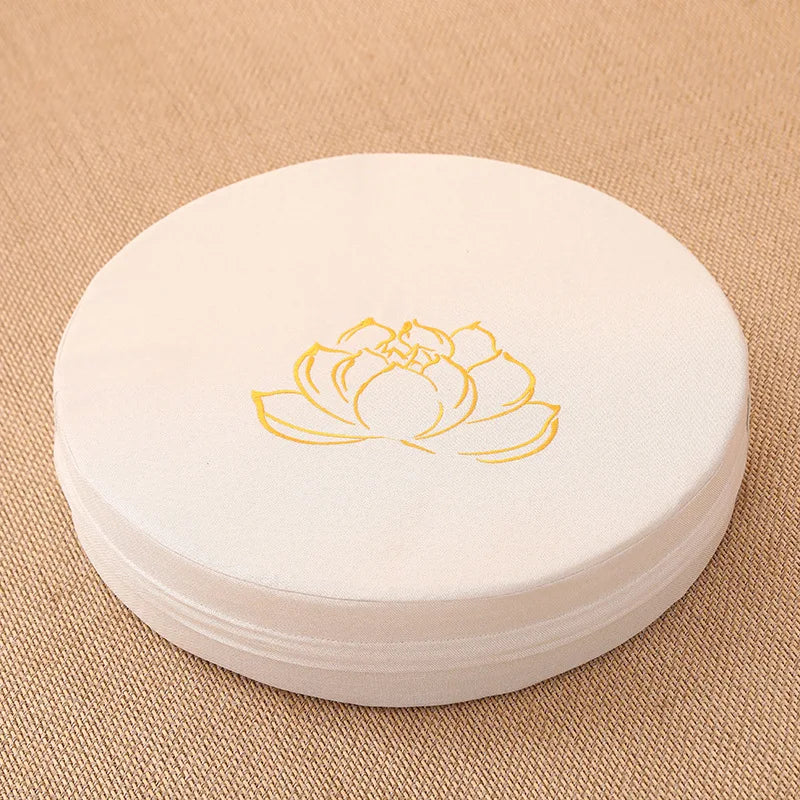 Round Linen Meditation Cushion 40x6cm Firm Floor Seat Tatami Pillow