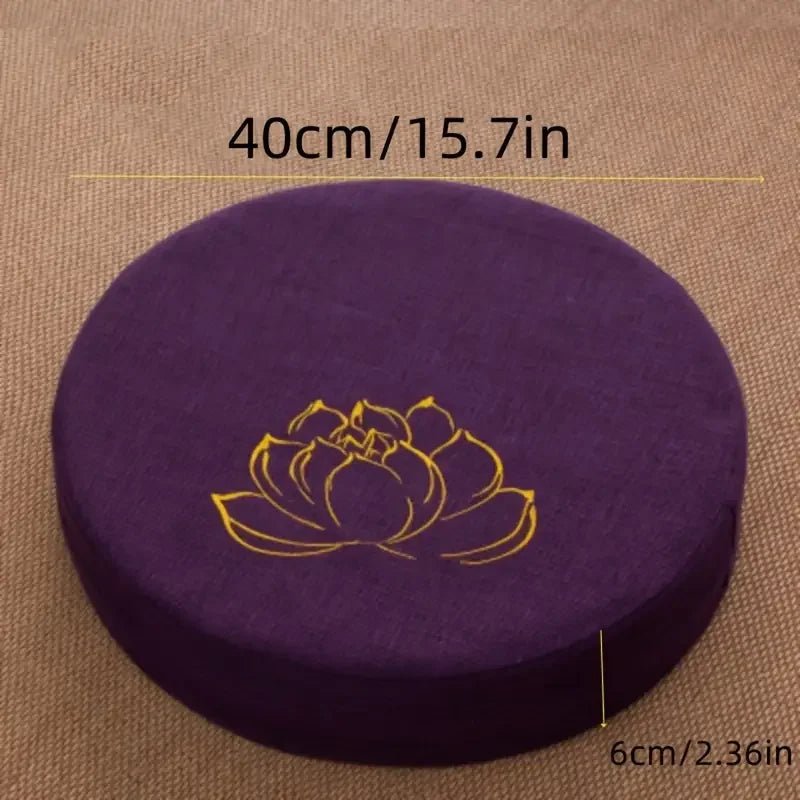 Round Linen Meditation Cushion 40x6cm Firm Floor Seat Tatami Pillow