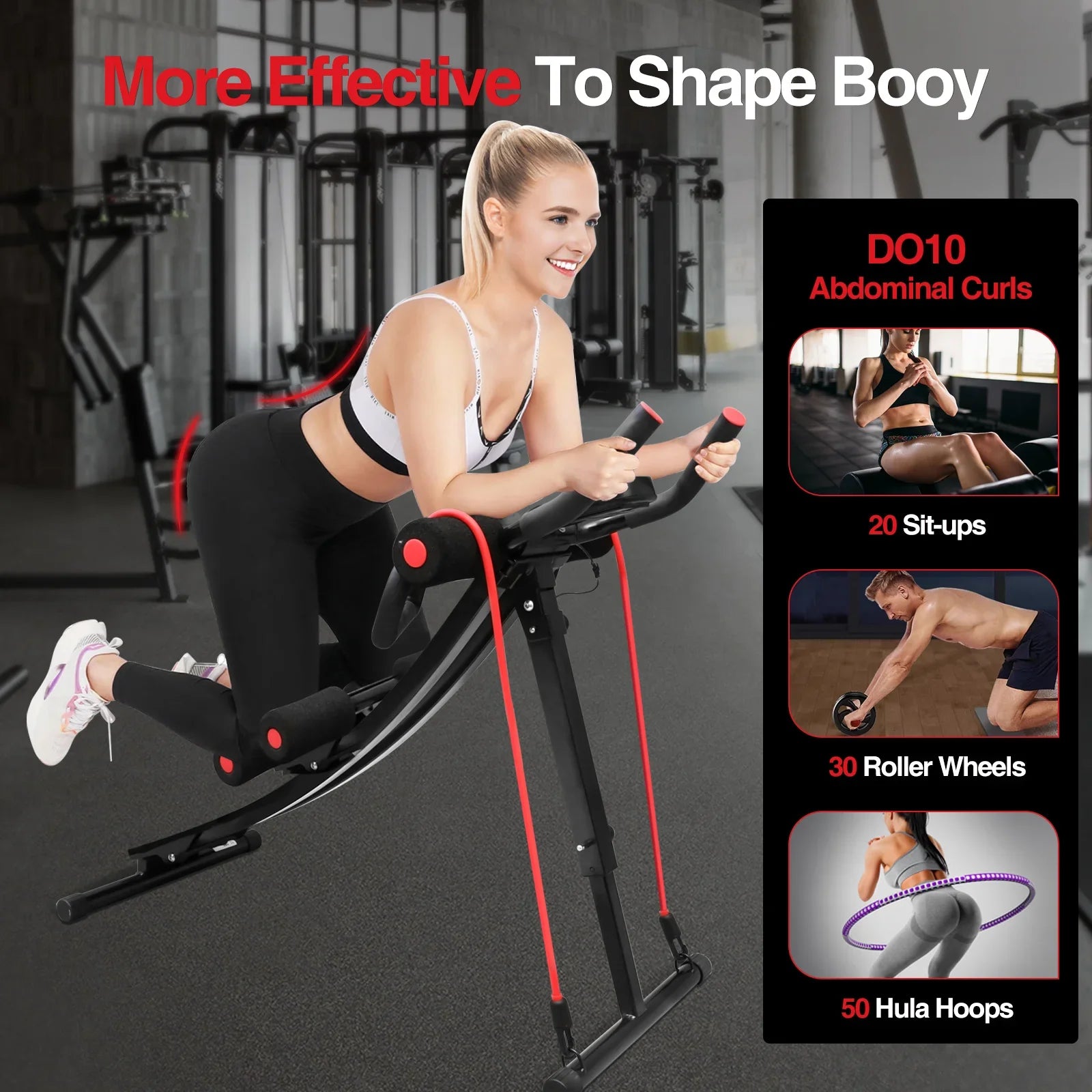 Foldable Ab Machine Home Core Trainer LCD Fitness Equipment