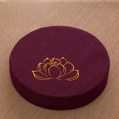 Round Linen Meditation Cushion 40x6cm Firm Floor Seat Tatami Pillow