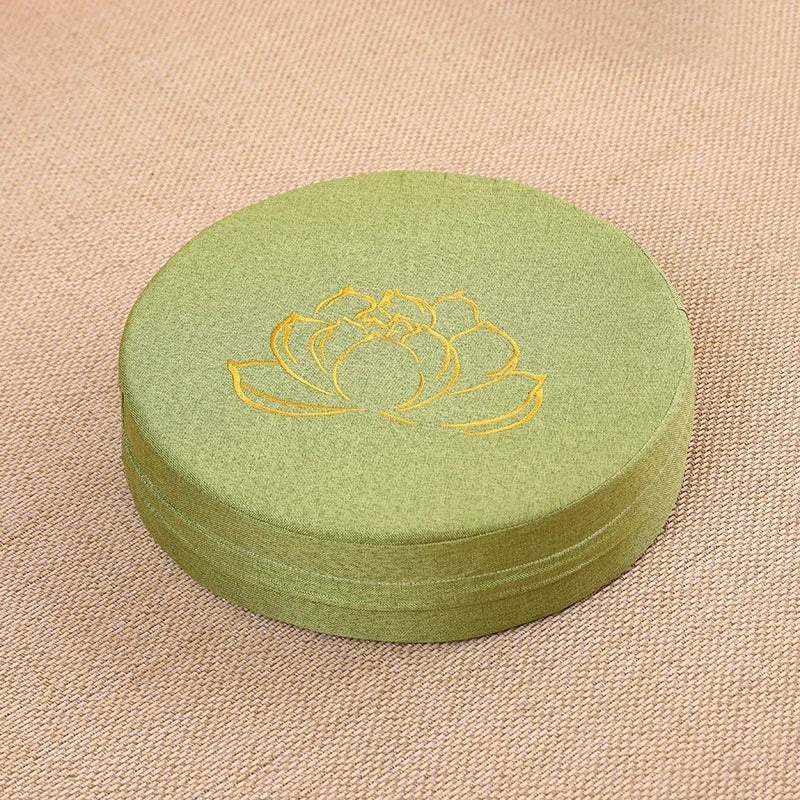 Round Linen Meditation Cushion 40x6cm Firm Floor Seat Tatami Pillow