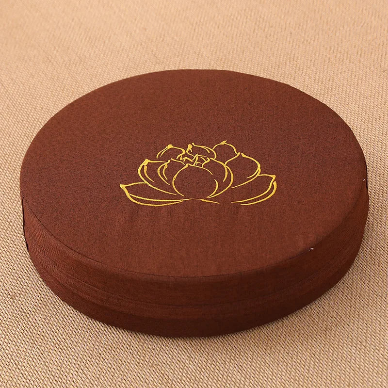 Round Linen Meditation Cushion 40x6cm Firm Floor Seat Tatami Pillow