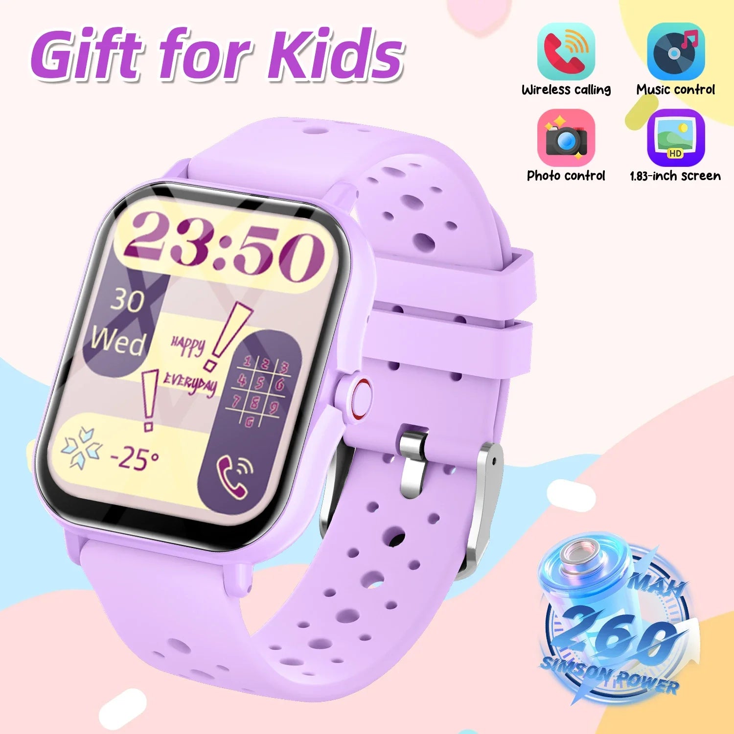 2026 Smartwatch 1.83 Inch Bluetooth Call Fitness Tracker Kids Adults