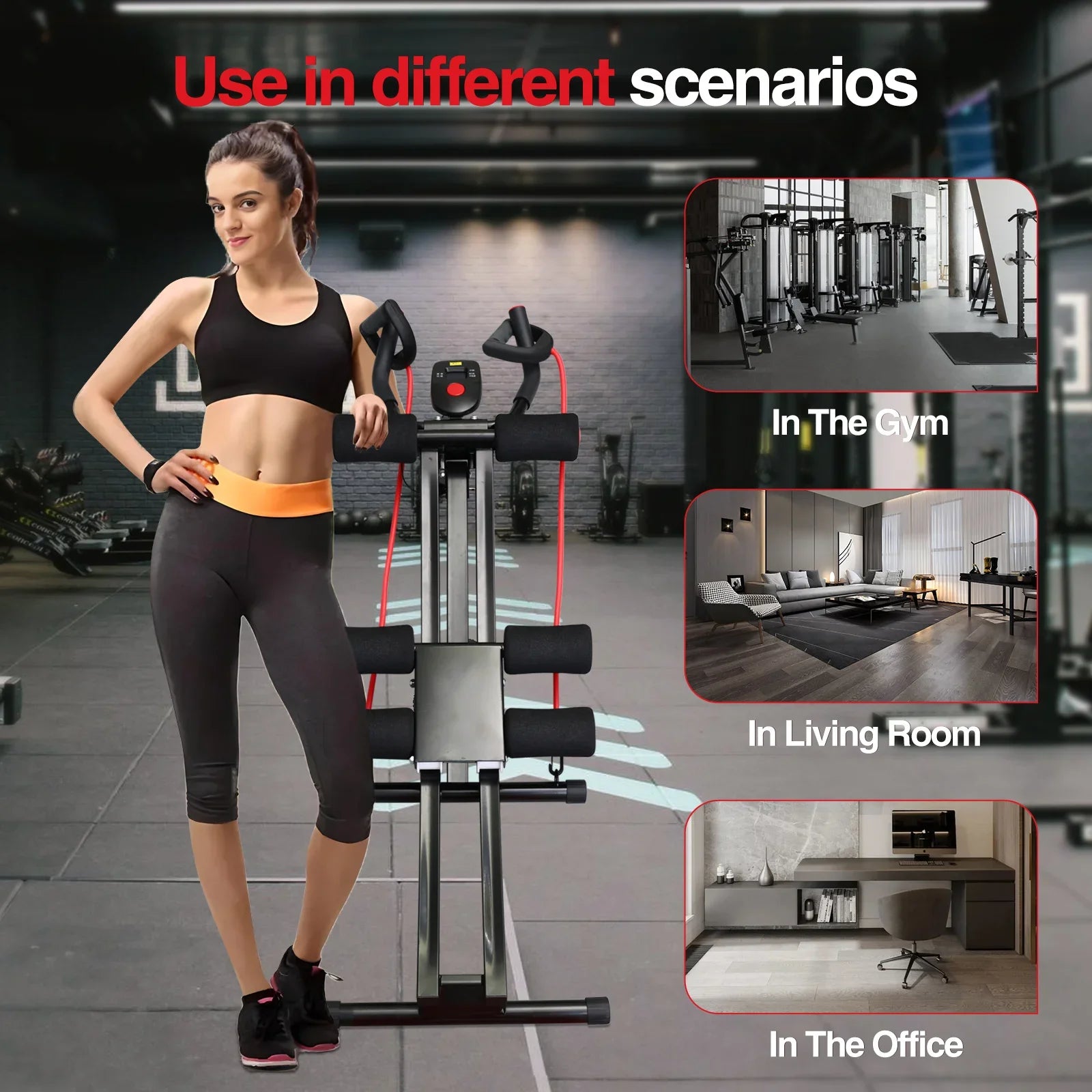 Foldable Ab Machine Home Core Trainer LCD Fitness Equipment