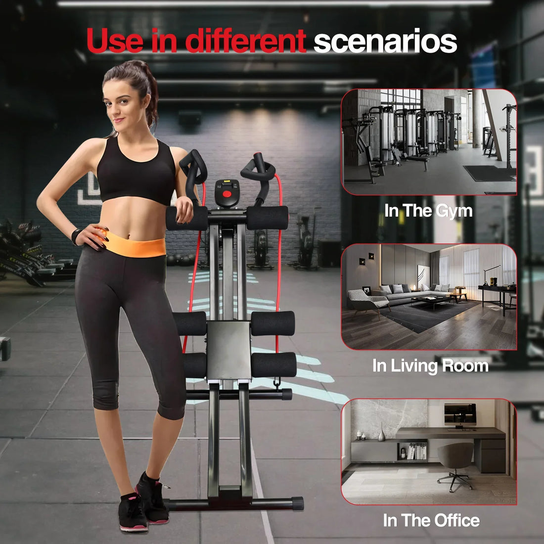 Foldable Ab Machine Home Core Trainer LCD Fitness Equipment