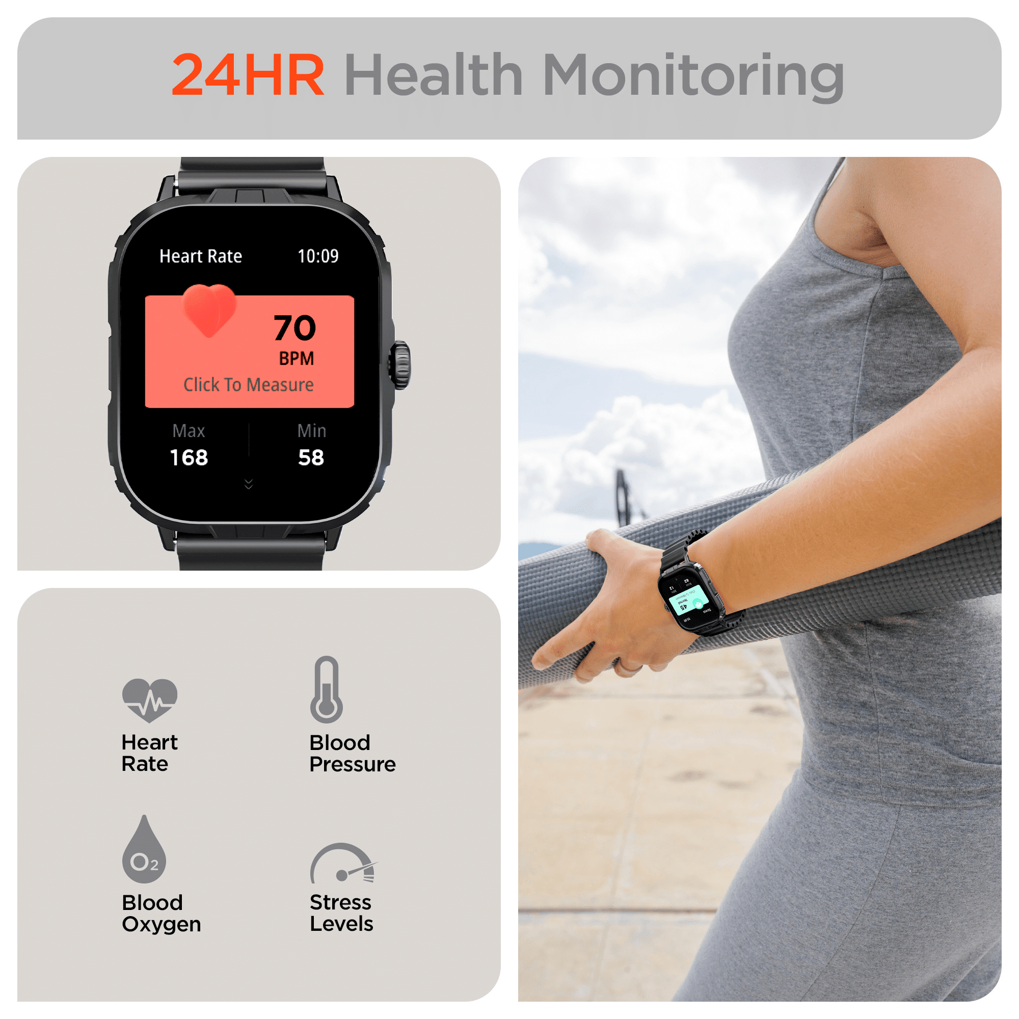 FIT X2 Smartwatch Fitness Tracker Heart Rate Sport Watch