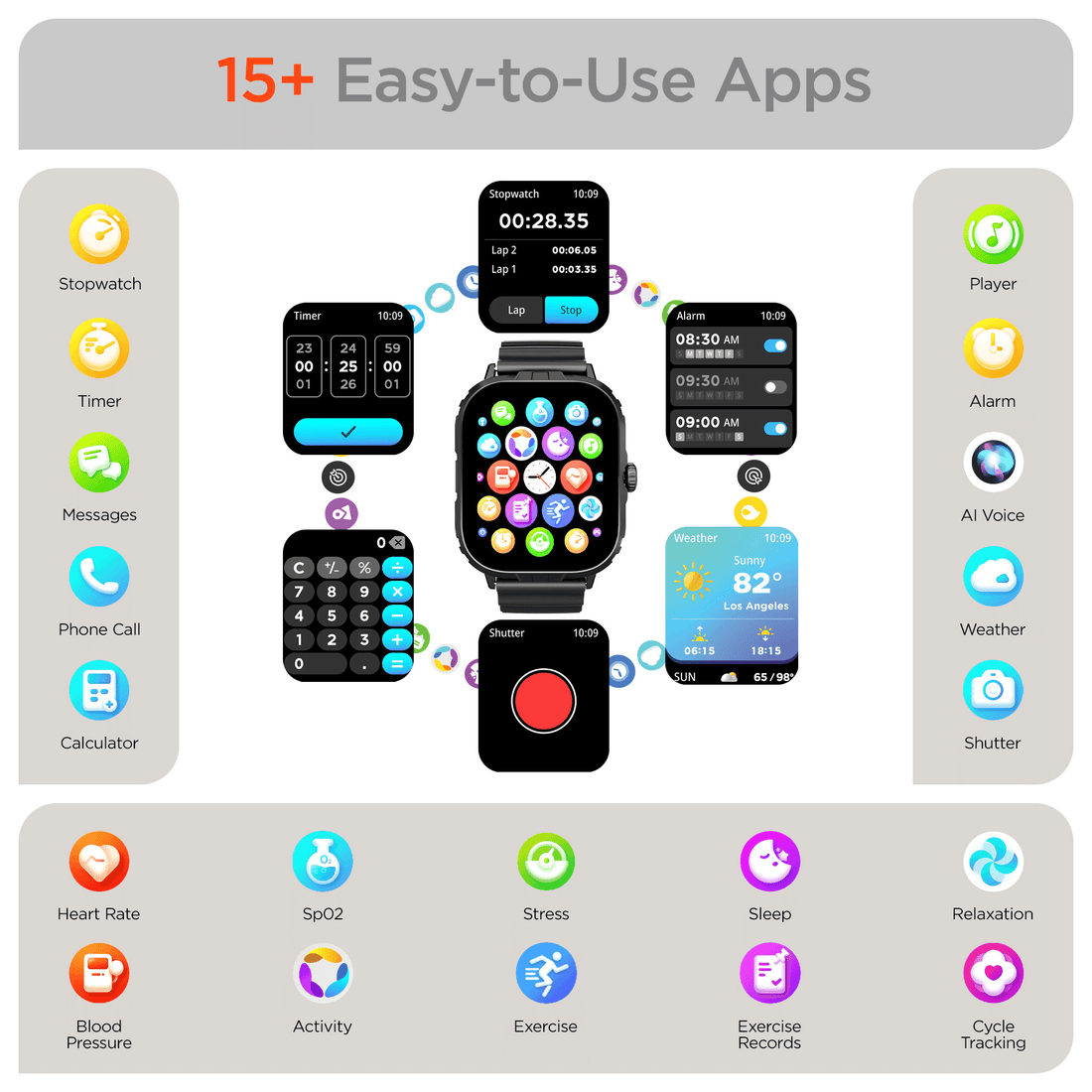 FIT X2 Smartwatch Fitness Tracker Heart Rate Sport Watch